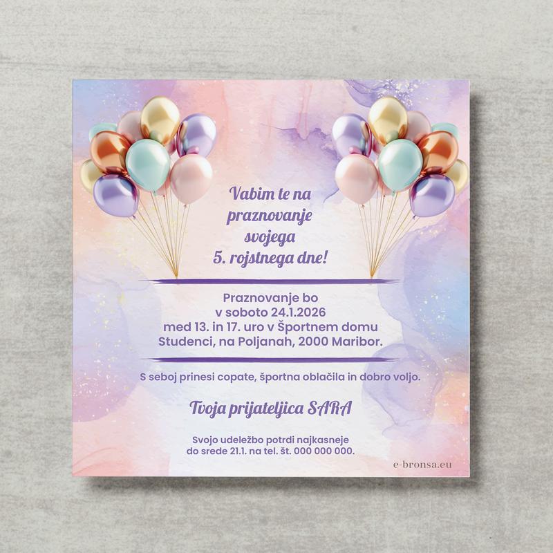 Free e-invite for kids birthday - ballons