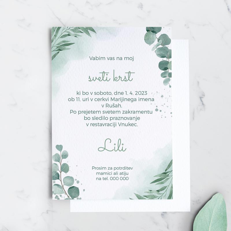 E-invite for baptism - Eucalyptus