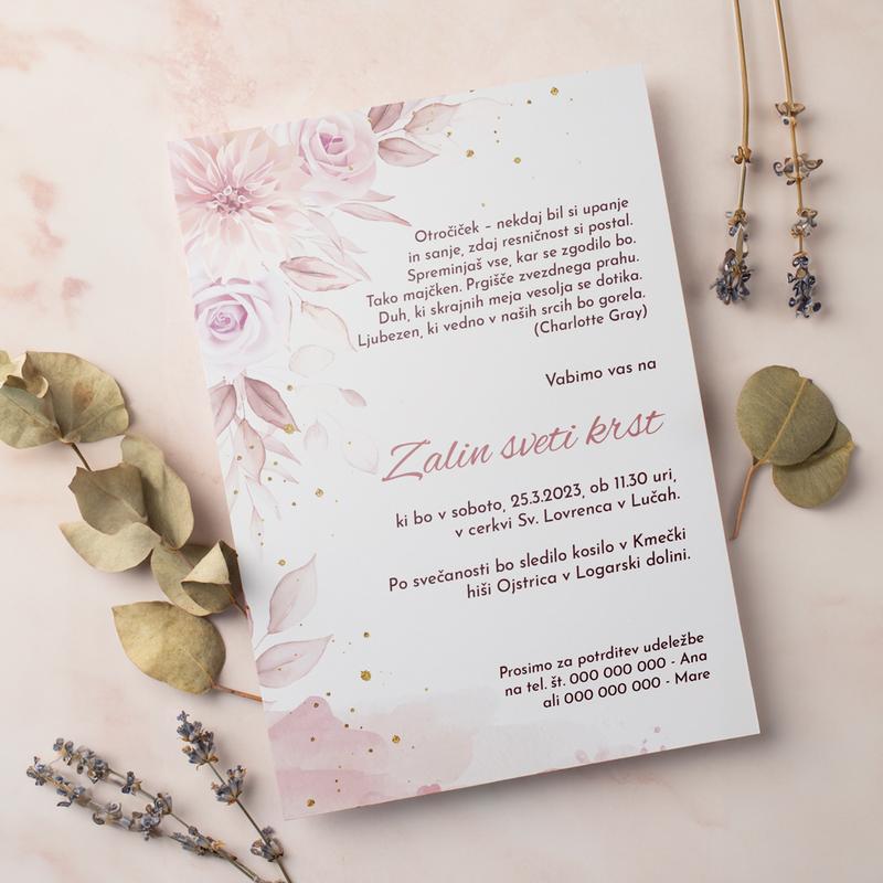 E-invite for baptism - Pastel Rose