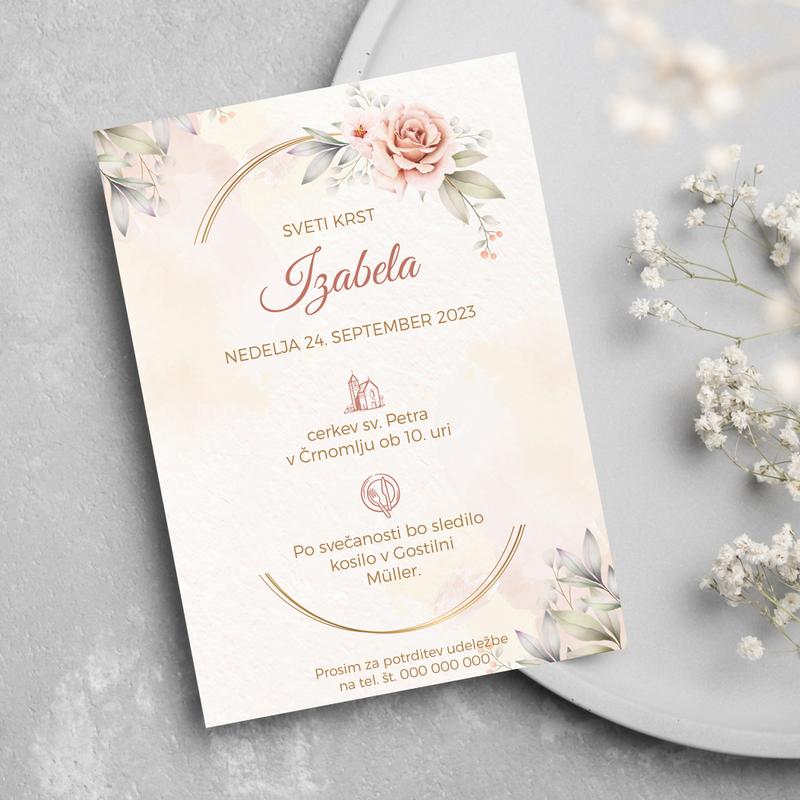 E-invite for baptism - Rosa