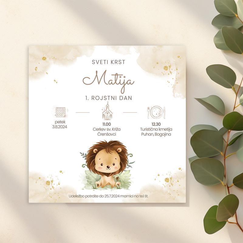 E-invite for baptism and birthday - Lion