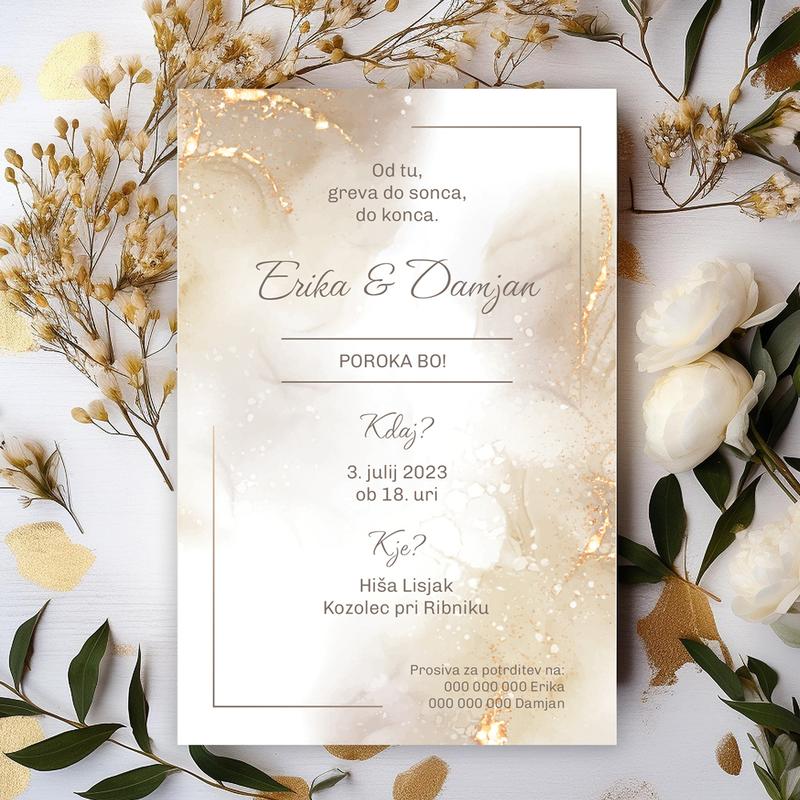 E-invite for wedding - Gold