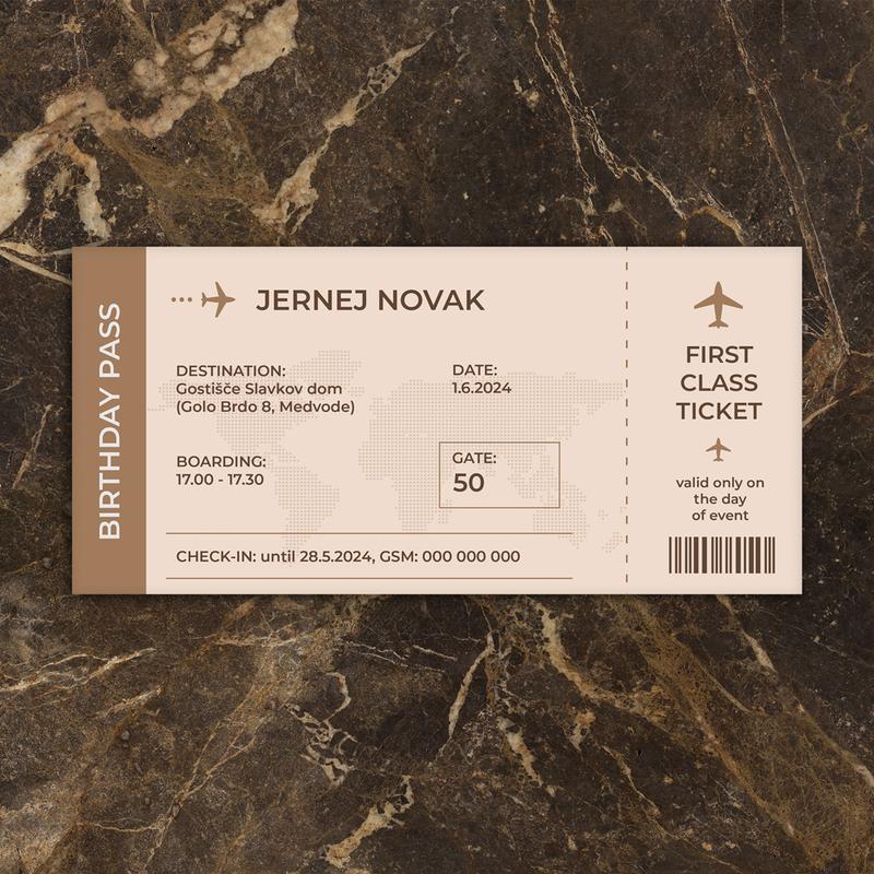 E-invite for birthday - Plane ticket