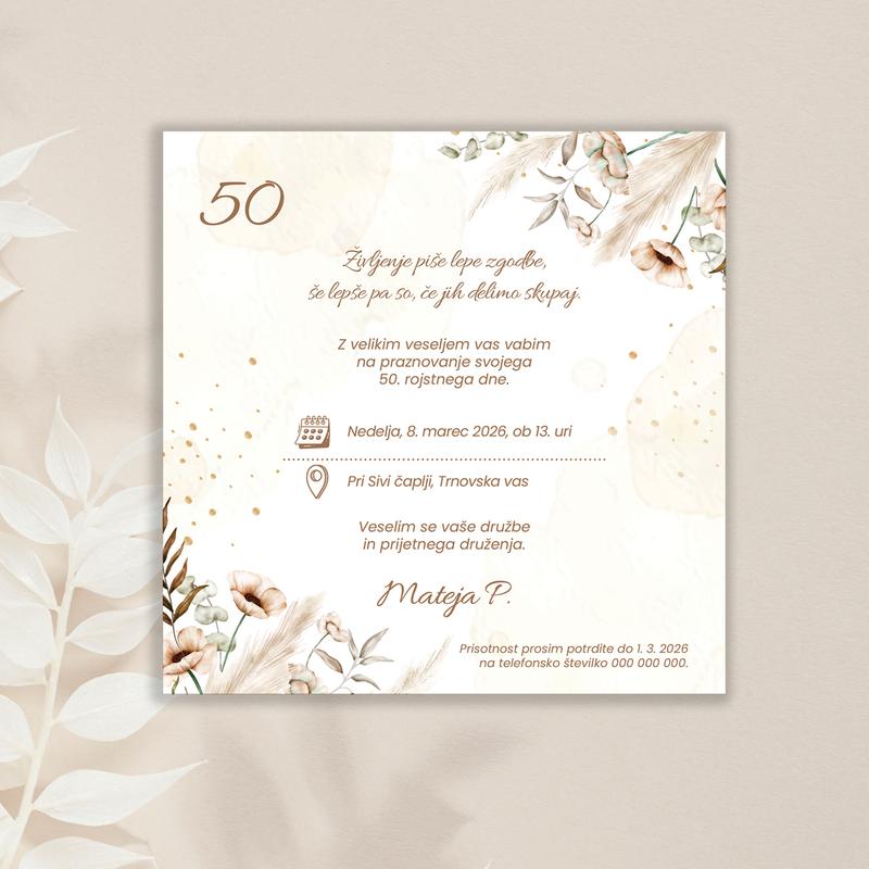 e-invite for birthday - Boho beige