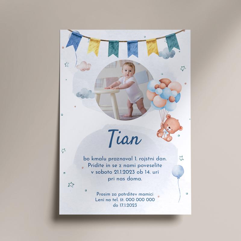 E-invite for kids birthday - Photo Blue