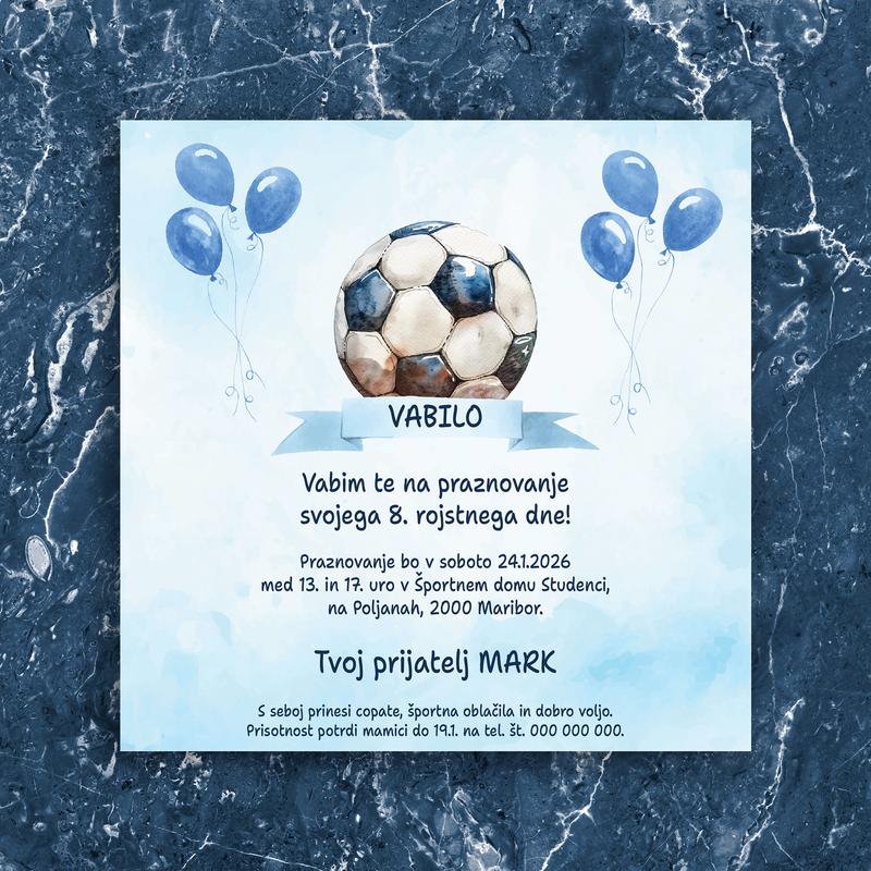 Digitalno vabilo za otroški rojstni dan - Nogomet